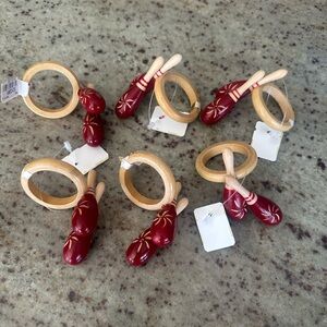 Pottery Barn Red Maraca Fiesta Napkin Rings - Set of 6